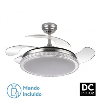 Ventilador De Techo Fabrilamp Led Biliku Regulable Con Control Remoto 72w 3cct 6120lm Ip20 Níquel