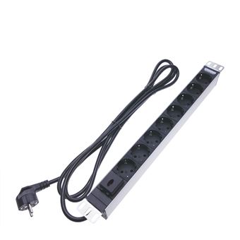Regleta de enchufes RackMatic, rack 19"" de 8 schuko negros con interruptor de RackMatic