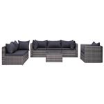 Set de muebles de jardín y cojines vidaXL ratán gris