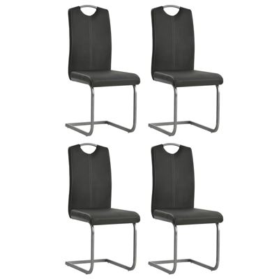 Vidaxl Gris Sillas De Comedor 4 Unidades Cuero Sintético