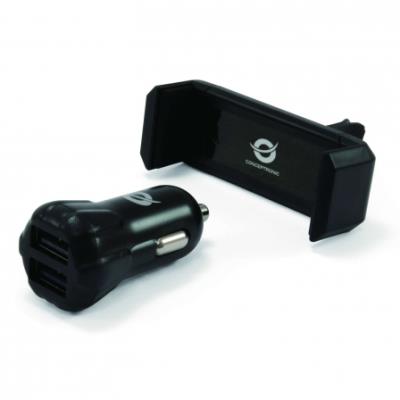 Conceptronic Kit Cargador Para Coche Cusbcar2akit