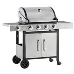 Barbacoa de gas con 4+1 quemadores Outsunny 128x50x113cm plata