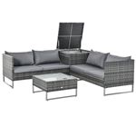 Conjunto de muebles de jardín de ratán Outsunny gris 132x69x64 cm