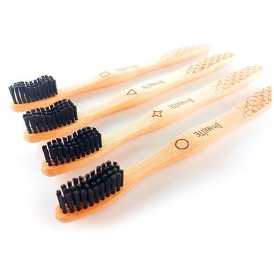 Cepillos Dentales De Bambú X4 Bio White Cerdas De Carbón Efecto Blanqueador
