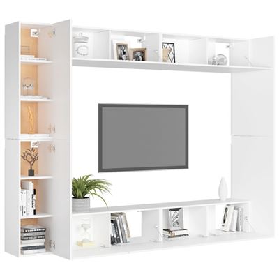 Mueble TV moderno,Mesa TV,Juego de mueble para TV de 6 piezas aglomerado  blanco -CD89792