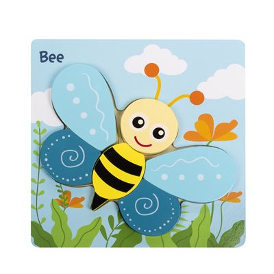 Puzle Dam De Madera Para Niños, De 6 Piezas Diseño Abeja Negro