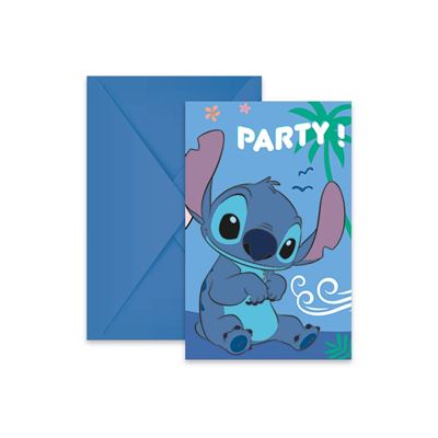 Tarjetas Y Sobres De Invitación Para Fiestas / Invitaciones Fiesta (6Un) Disney Stitch