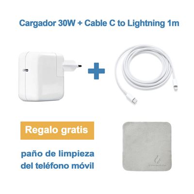 Cargador USB-C 30W + Cable Lightning 1 metro Power Delivery - Cargador para  teléfono móvil - Los mejores precios