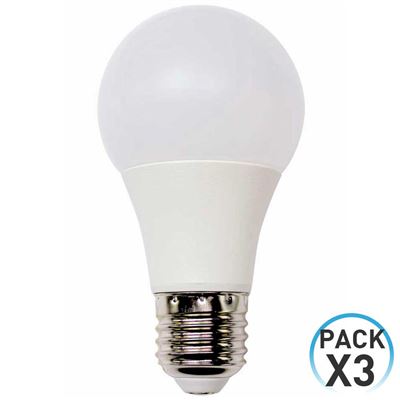 Pack 3 Bombillas LED Estándar E27 9W Equi.60W 806lm 3000K 15000H 1Primer Leader