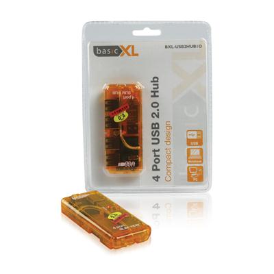 basicXL 4 Port USB 2.0 hub Orange