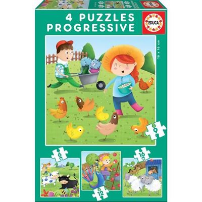 Puzzles Progresivos Animales De La Granja 6-9-12-16pz