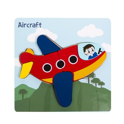 Puzle Dam De Madera Para Niños, De 6 Piezas Diseño Avión Rojo