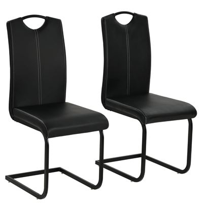 Vidaxl Negro Sillas De Comedor 2 Unidades Cuero Sintético