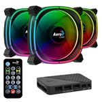 Kit 3 Ventiladores PC 12cm Aerocool ASTRO, LED RGB, Control Remoto RGB