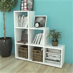 Vidaxl Estantería Para libros forma de escalera 107 cm blanca gris 242552