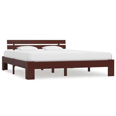 Vidaxl Oscuro Estructura De Cama Madera Maciza Pino Marron 160X200 Cm