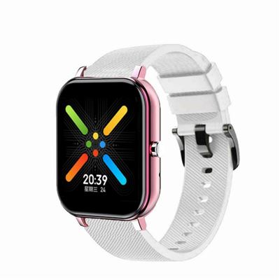 Smartwatch Y30 IOS / Android esfera rosa arena metalizado y correa blanca