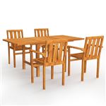 Conjunto de comedor de jardín 5 piezas vidaXL (110-160)x80x75cm 56x50x89cm madera de teca 32,7 kg