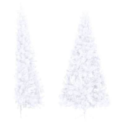 Medio árbol de Navidad artificial con soporte vidaXL PVC blanco 240cm