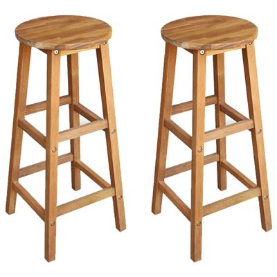 Taburetes Vidaxl De Cocina 2 Unidades Madera Maciza Acacia