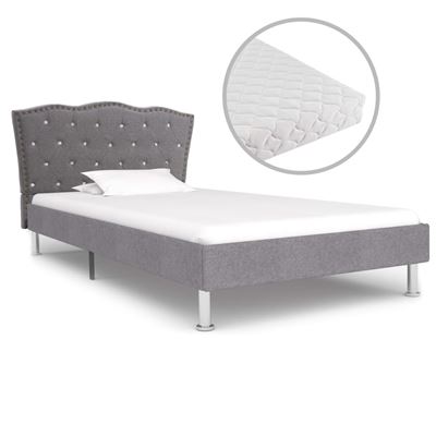 Cama con colchón vidaXL tela gris claro 90x200 cm 25,74 kg