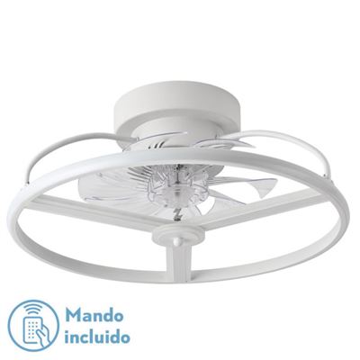 Ventilador De Techo Fabrilamp Led Bora Regulable Con Control Remoto 60w 3cct 5100lm Ip20 Ø50cm Blanco
