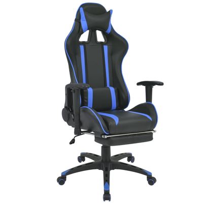 Silla de escritorio vidaXL Racing con reposapiés Azul