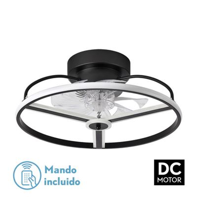 Ventilador De Techo Fabrilamp Led Bora Regulable Con Control Remoto 60w 3cct 5100lm Ip20 Ø50cm Negro