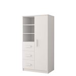 Armario dormitorio infantil Ollie 3 cajones + 5 estantes 160x80x40cm Tiradores de colores Blanco