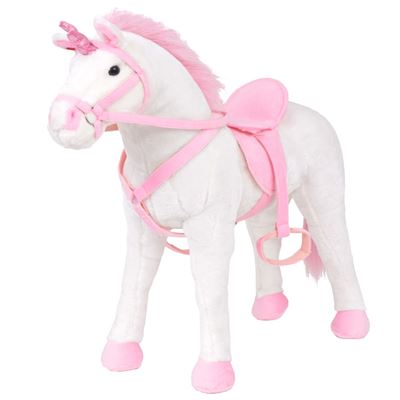 Unicornio De Peluche De Pie Blanco Y Rosa Xxl