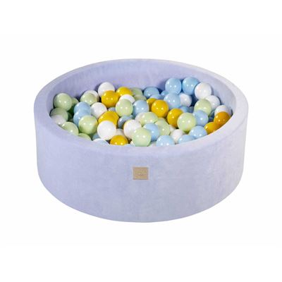 Piscina de bolas Meowbaby 90x30cm with 200 Balls 7cm Certified, Velvet, Baby Blue: Verde claro/Azul bebé/Blanco/Amarillo