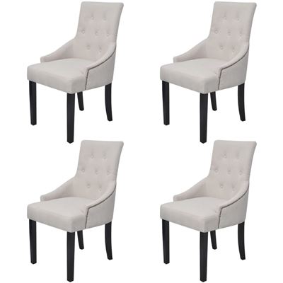 Vidaxl Crema Sillas De Comedor 4 Unidades Tela Color