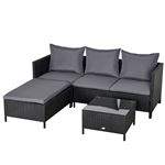 Conjunto de muebles de jardín Outsunny negro 115x69x63 cm