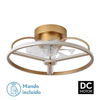 Ventilador De Techo Fabrilamp Led Bora Regulable Con Control Remoto 60w 3cct 5100lm Ip20 Ø50cm Oro