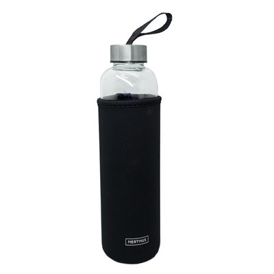 Botella De Cristal nerthus bottles con funda neopreno color negro y 600