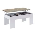 Mesa centro Habitdesign elevable Low Cost Blanco Artik-Roble Alaska