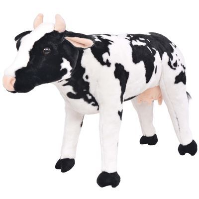 Vaca De Peluche De Pie Color Negro Y Blanco Xxl