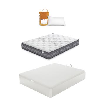 Pack Colchón de muelle ensacado Flex Nube Visco + Canapé Abatible Reforzado Blanco + Almohada Hipoalergénica 105x190 - 1