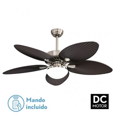 Ventilador De Techo Fabrilamp Led Borasco Regulable Con Control Remoto 24w 3cct 2950lm Ip20 Níquel Y Marrón
