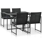 Set de muebles comedor de jardín vidaXL, ratán sintético Negro 9 piezas