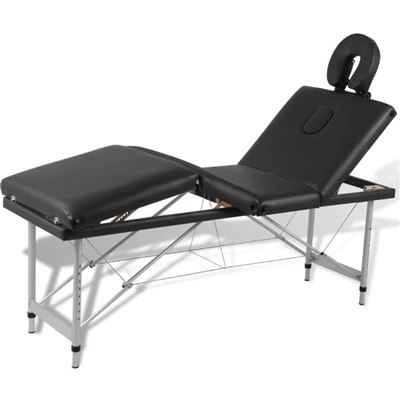 Mesa De Masaje Aluminio Plegable Cuatro Cuerpos Negros