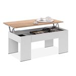 Mesa centro Habitdesign elevable Low Cost Blanco Artik - Roble Canadian