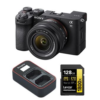 Cámara EVIL Sony A7C II 28-60 mm Negro Kit + Lexar 128GB Professional 1800x UHS-II Tarjeta de memoria SDXC+Cargador USB doble LCD Kingma Sony NP-FZ100 - 1