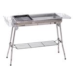 Barbacoa de carbón Outsunny plata 104x33x70cm acero inoxidable