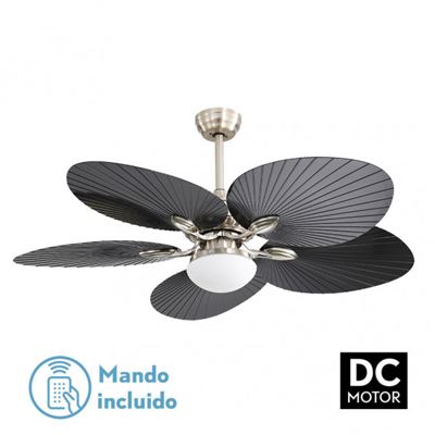 Ventilador De Techo Fabrilamp Led Borasco Regulable Con Control Remoto 24w 3cct 2950lm Ip20 Níquel Y Negro