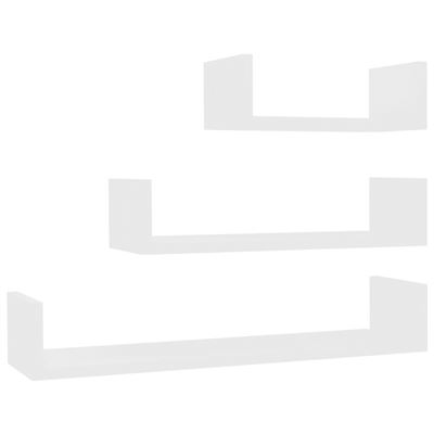 Vidaxl Blanco Estante De Pared 3 Unidades Aglomerado