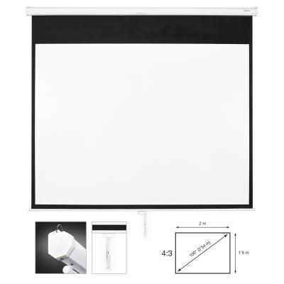 Pantalla De Proyeccion Manual De 100 Pulgadas Fonestar, Adaptable A Pared O Techo, Tela Blanca Mate
