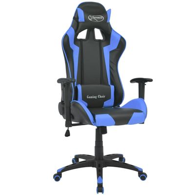 Silla de escritorio vidaXL Racing cuero artificial Azul