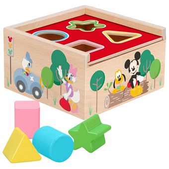 Cubo 4 formas encajables madera natural Disney baby by WOOMAX
