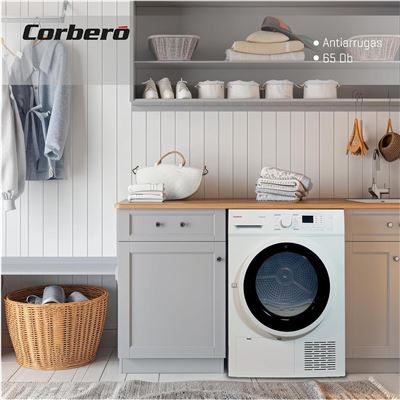 Secadora de carga frontal con Bomba de calor CORBERO CSBCM810W 8Kg